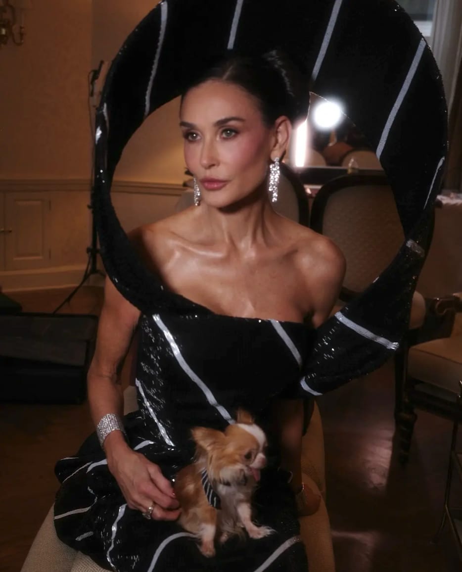 Pilaf wore a mini version of Demi Moore's Met Gala look