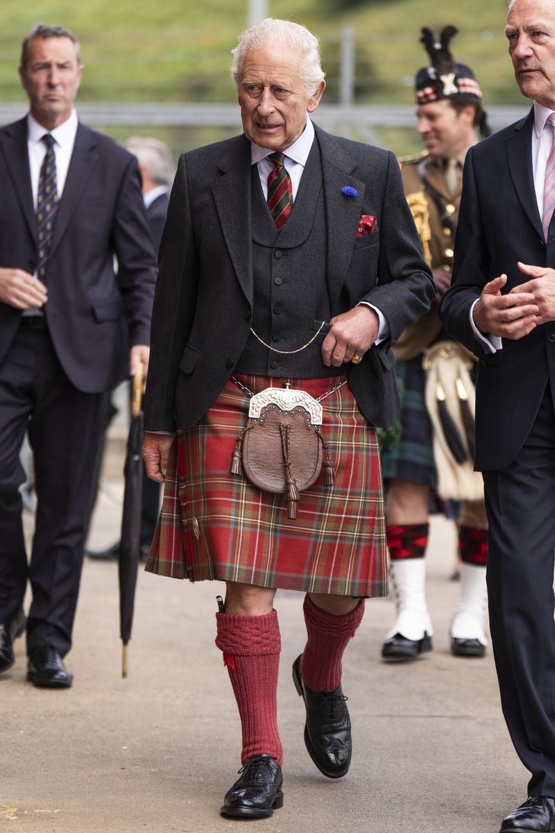 THURSO, SCOTLAND - JULY 28: King Charles III arrives for a reception for Caithness Communities hosted by the Nuclear Decommissioning Authority at Scrabster Harbour on July 28, 2025 in Thurso, Scotland. The event marks the 70th anniversary of the Dounreay Nuclear site, the 50th anniversary of the Pacific Nuclear Transport Limited (PNTL) and the 20th Anniversary of the Nuclear Decommissioning Authority. (Photo by Aaron Chown - WPA Pool/Getty Images)