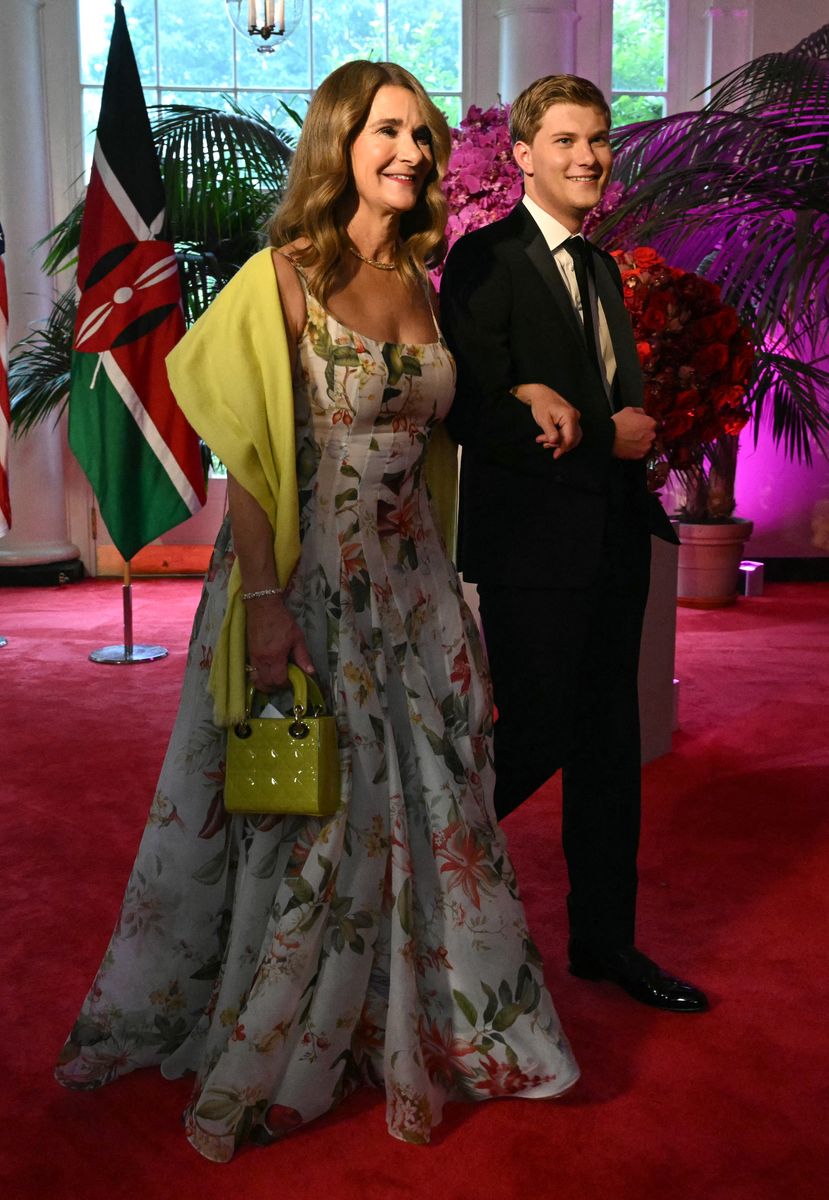 Melinda French Gates and Rory Gates arrive at the Booksellers Room of the White House on the occasion of the State Dinner with the Kenyan president at the White House in Washington, DC, on May 23, 2024.