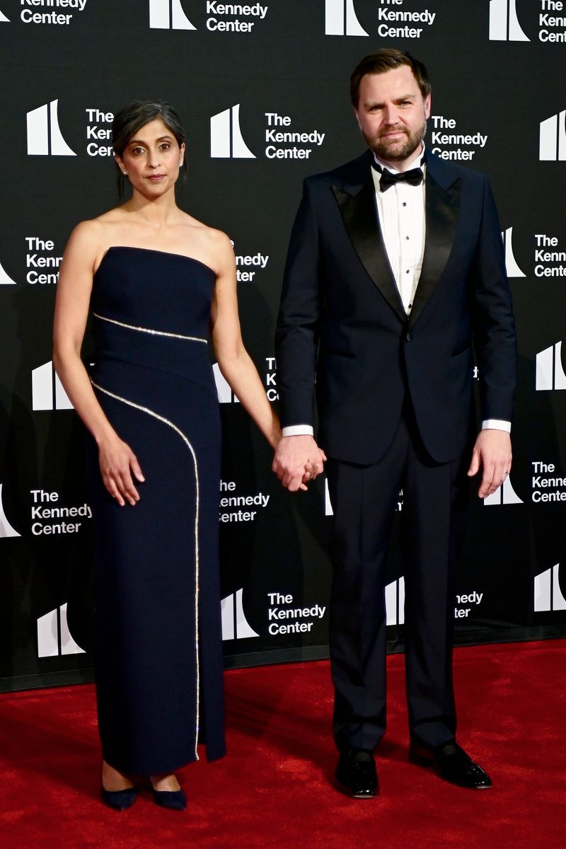 Usha Vance and U.S. Vice President JD Vance attend the opening night of "Les Misérables" at The Kennedy Center 