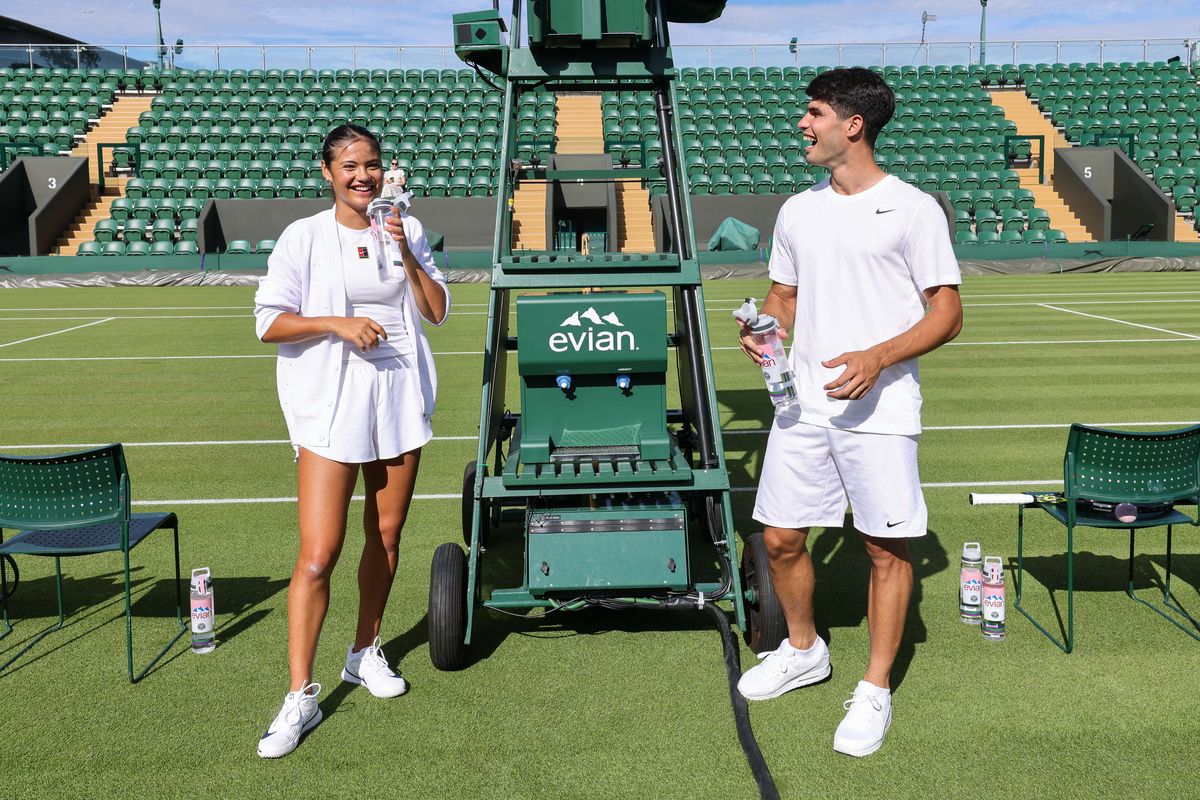 Emma Raducanu and Carlos Alcaraz at a Pre-Wimbledon event in late June