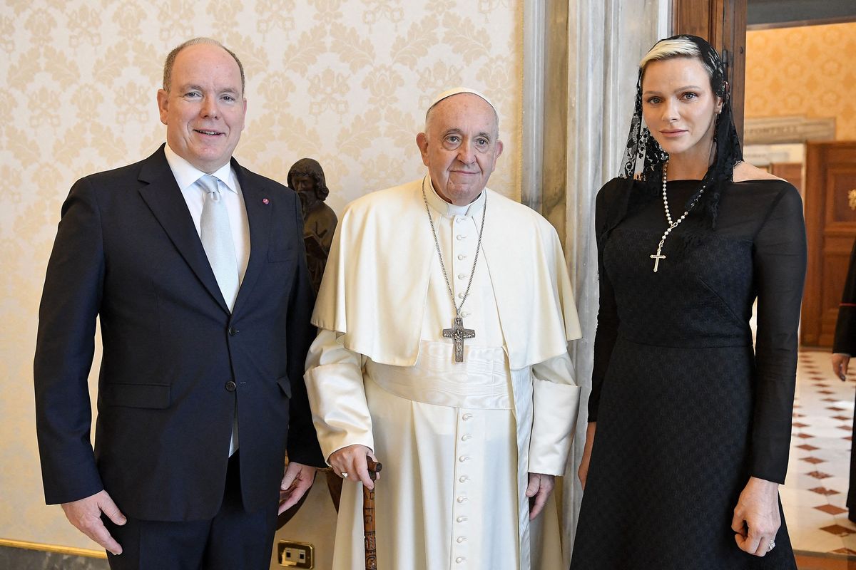 Princess Charlene with Pope Francis