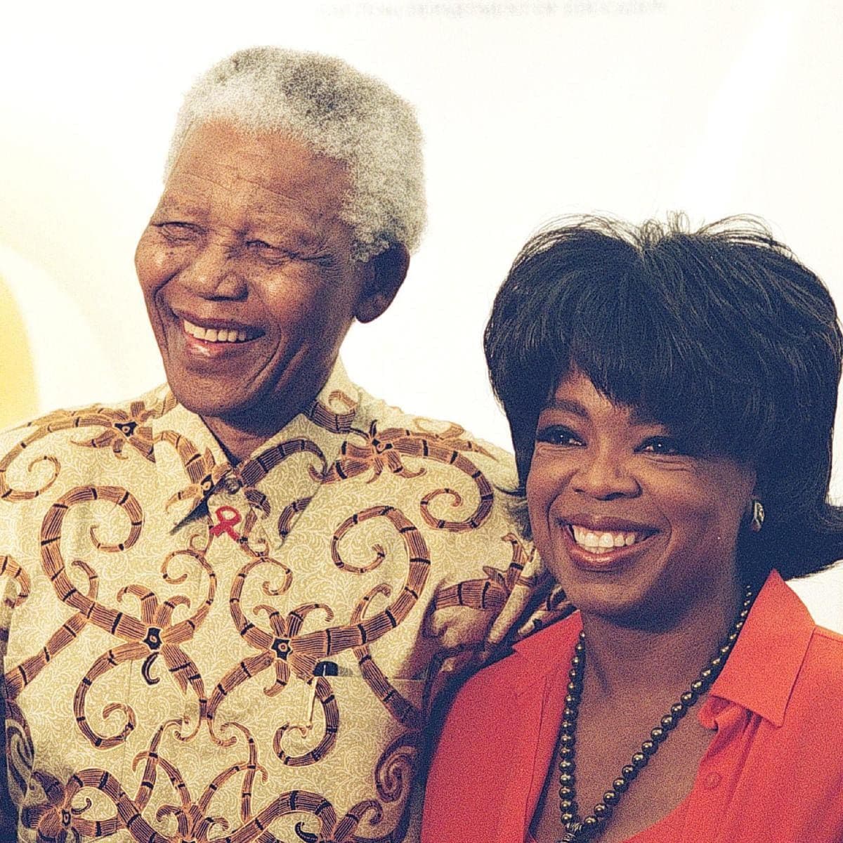 Former President Nelson Mandela and Oprah Winfrey at the launch of the Oprah Winfrey Leadership Academy for Girls School in Vaal, South Africa.
