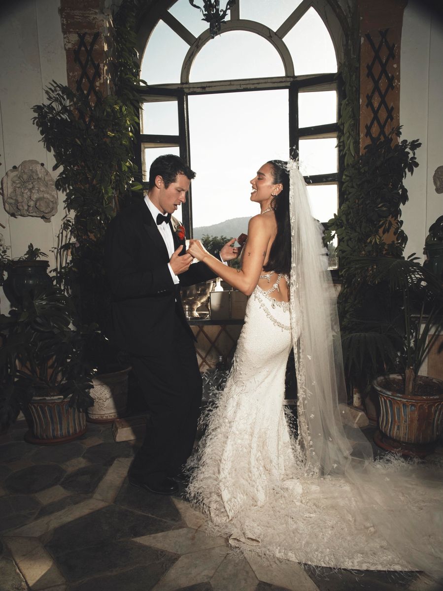 Dua Lipa and Callum Turner on their wedding day