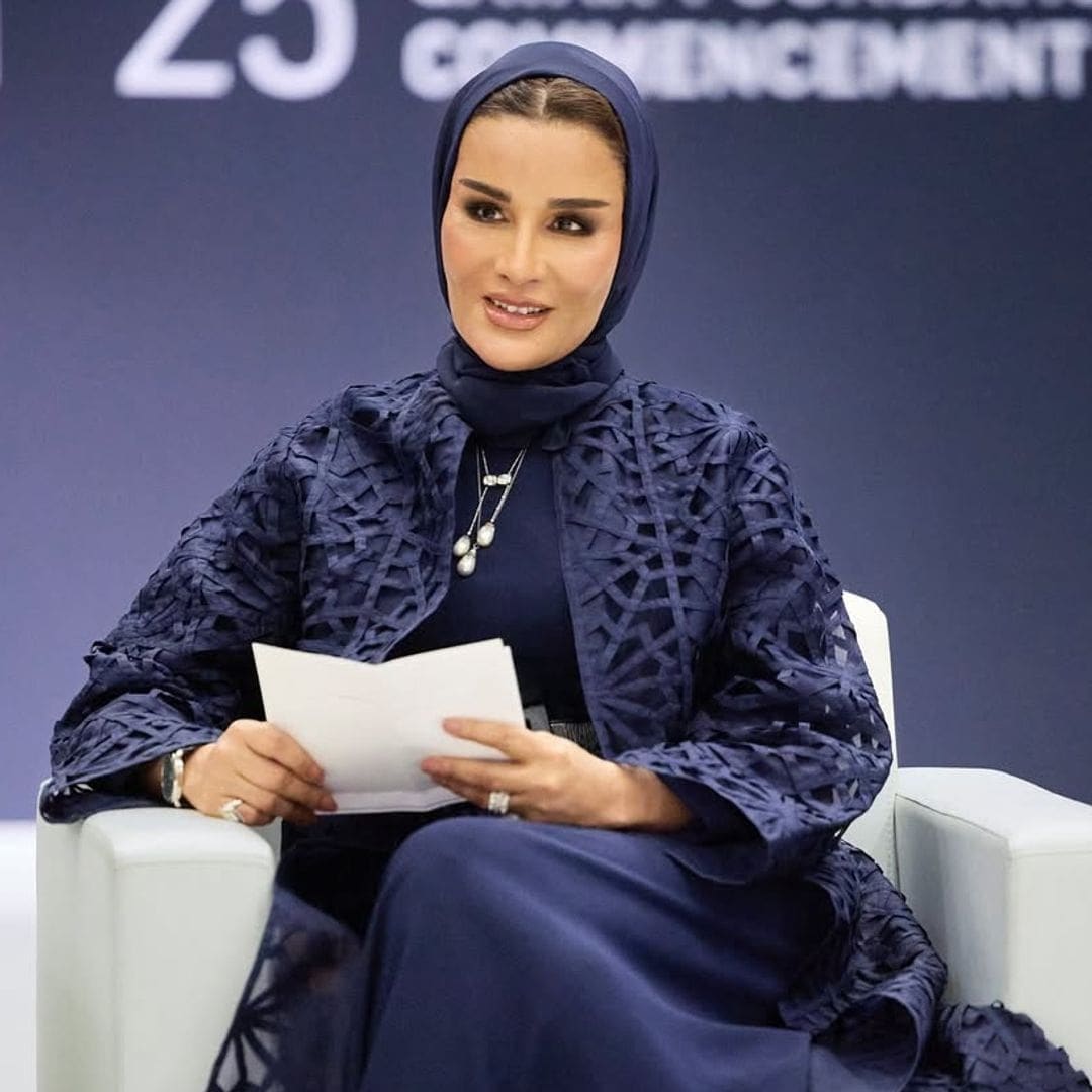 The Qatari sheikha at the graduation of one of the schools she has supported through her foundation this past May
