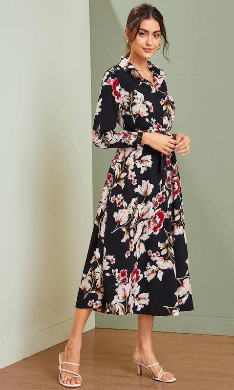 Vestido midi de flores de Shein