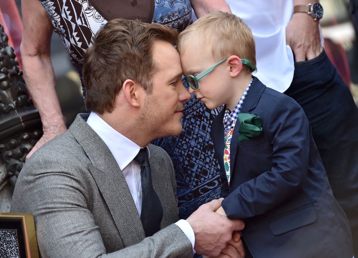 Actor Chris Pratt and son Jack Pratt attend the ceremony honoring Chris Pratt with a star on the Hollywood Walk of Fame