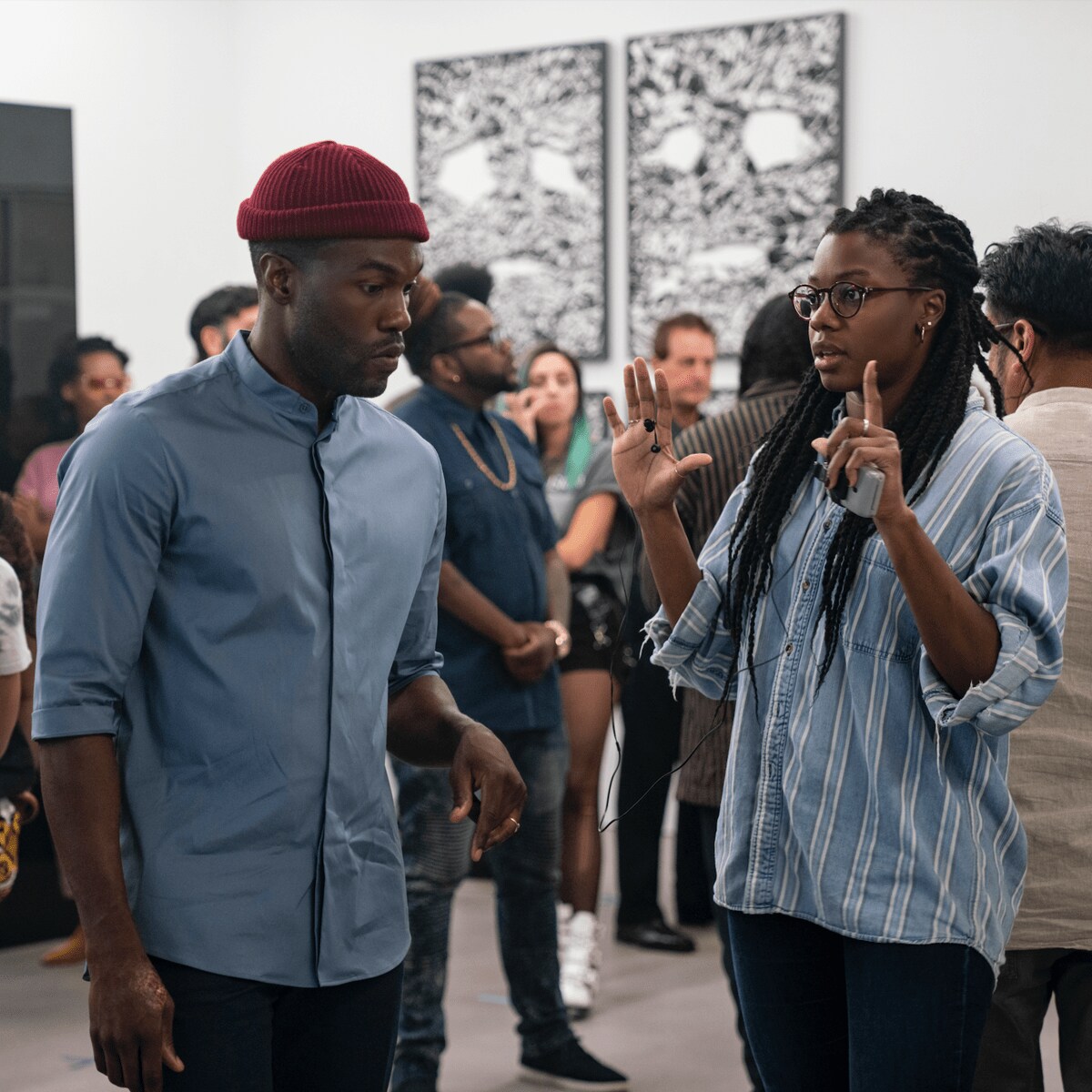 Yahya Abdul Mateen II and director Nia DaCosta on the set of Candyman
