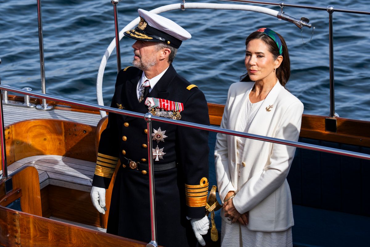 King Frederik X of Denmark and Queen Mary of Denmark as they officially disembark the Royal Yacht Dannebrog