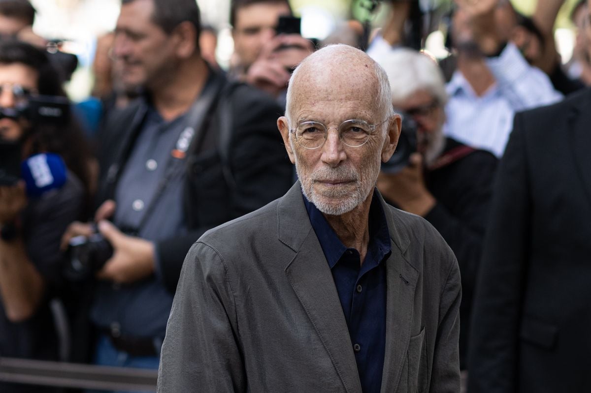 Italian film director Gabriele Salvatores arrives at the Armani Theater, the venue hosting Giorgio Armani’s funeral chapel in Milan
