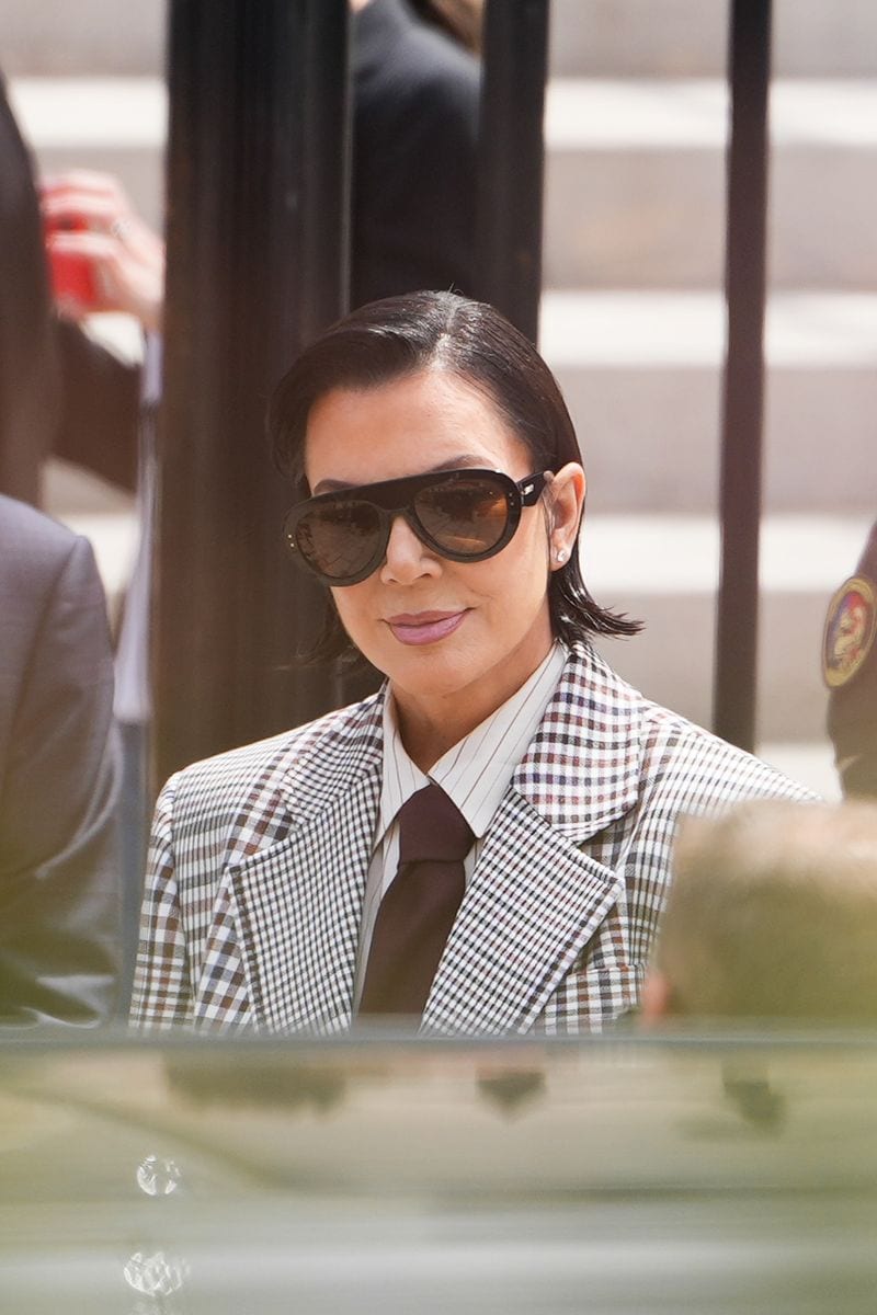 Kris Jenner arrives at the Palais de Justice, on May 13, 2025 in Paris, France. (Photo by Edward Berthelot/GC Images)