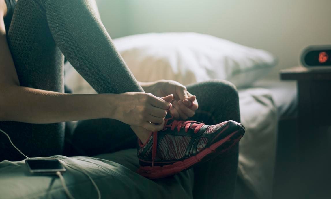 Woman getting ready to exercise