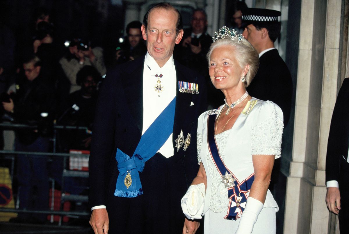 Prince Edward and the Duchess of Kent at a State Banquet in 1991