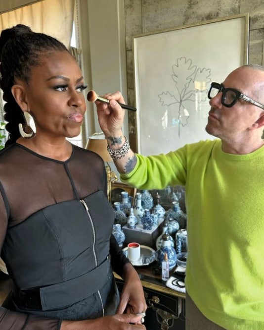 Michelle Obama kicked off her latest glam moment in a black dress that fused elegance with just the right amount of edge