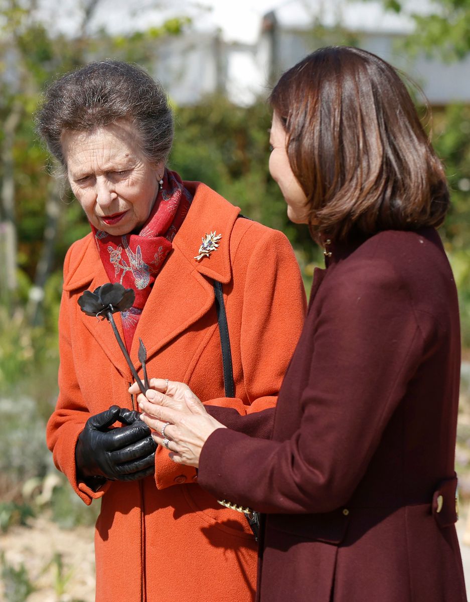 Princess Anne was presented with a metal rose during the opening of the Queen Elizabeth II Garden in Regent’s Park.