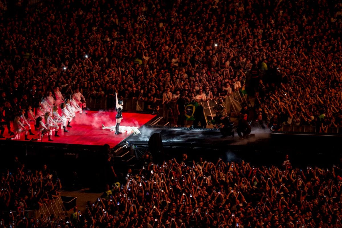 US pop star Lady Gaga performs during her concert at Copacabana beach in Rio de Janeiro, Brazil on May 3, 2025. (Photo by Daniel RAMALHO / AFP) (Photo by DANIEL RAMALHO/AFP via Getty Images)          