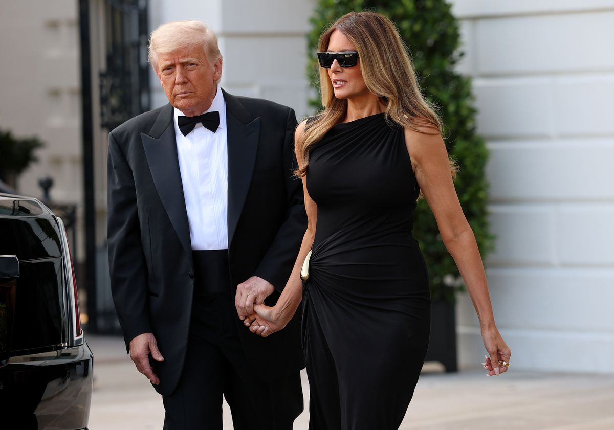 President Donald Trump and first lady Melania Trump attend a performance of Les Miserables at the Kennedy Center