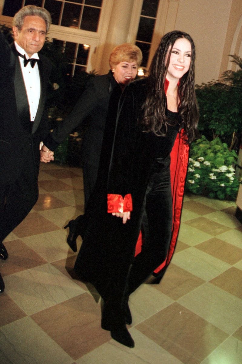 Shakira at a state dinner at the White House with her parents 