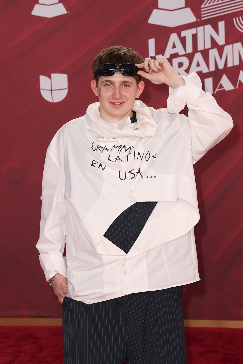 MIAMI, FLORIDA - NOVEMBER 14: (EDITORIAL USE ONLY) Dillom attends the 25th Annual Latin GRAMMY Awards at Kaseya Center on November 14, 2024 in Miami, Florida. (Photo by Romain Maurice/WireImage) 