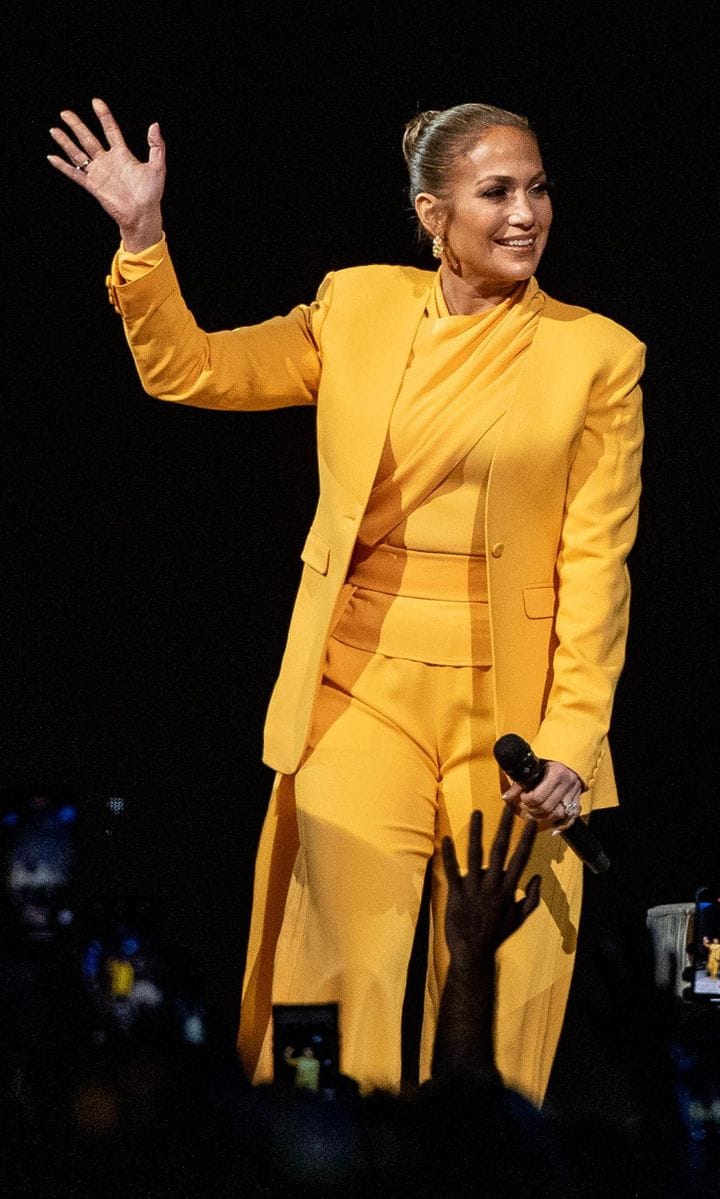 Jennifer Lopez in a Sally LaPointe tailored suit