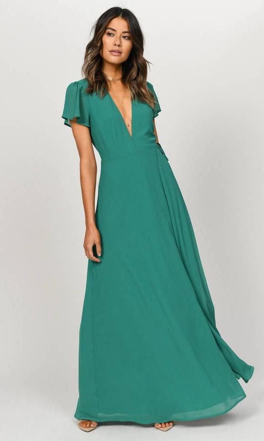 Green Piper Plunging Maxi Dress de Tobi