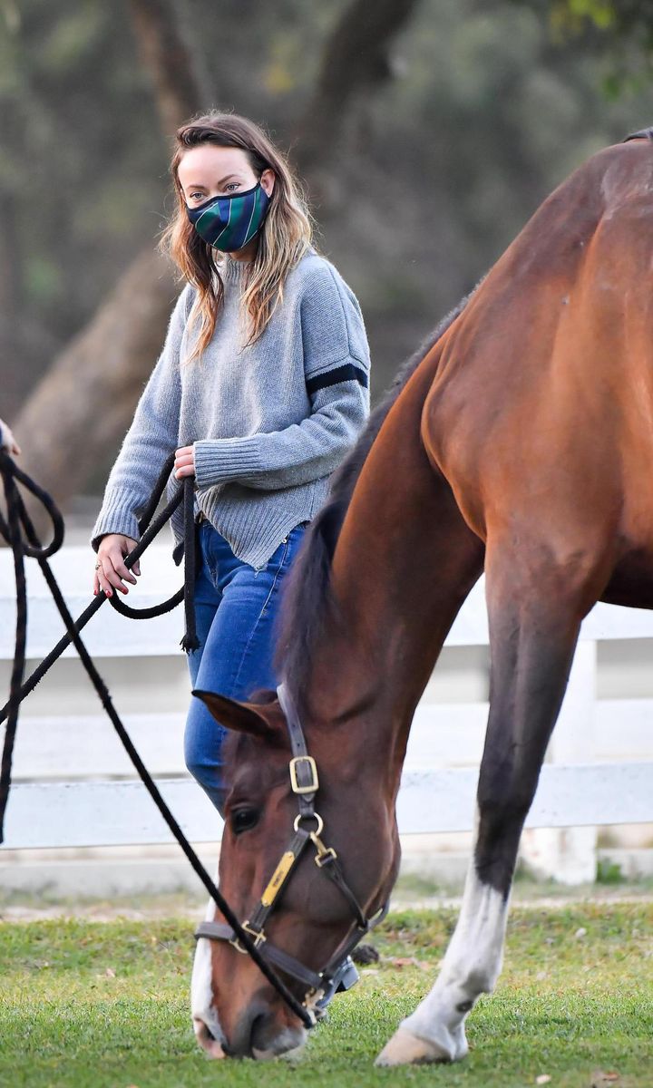 Olivia Wilde visiting her horses in Los Angeles