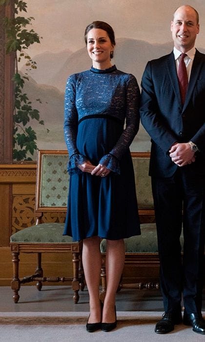 <b>From her first pregnancy through to her third, one of <a href="https://us.hellomagazine.com/tags/1/kate-middleton/"><strong>Kate Middleton</strong></a>'s major maternity style secrets has been <a href="https://us.hellomagazine.com/tags/1/seraphine/"><strong>Seraphine</strong></a>. The royal's wardrobe is filled with tailored, feminine looks by the maternity brand, which she's been wearing since 2014 while pregnant with first child <a href="https://us.hellomagazine.com/tags/1/prince-george/"><strong>Prince George</strong></a>. The founder of Seraphine, designer Cecile Reinaud, once told <b>HELLO!</B> that being one of Kate's go-to labels gives her a "sense of pride". "Not for me, but the whole team, because we work really hard to deliver these beautiful creations," she said. "And the fact that the most stylish person [is choosing] to wear them is a huge compliment."
Scroll through to see all of the Duchess of Cambridge's stylish dresses and coats by Seraphine. </B>
In February 2018, the Duchess of Cambridge looked beautiful on the third day the royal's action-packed tour of Sweden and Norway, as she and <a href="https://us.hellomagazine.com/tags/1/prince-william/"><strong>Prince William</strong></a> stepped out for a lunch engagement with the King and Queen of Norway. Kate stole the show in the navy blue lace Seraphine 'Marlene' dress which gently skimmed her baby bump.
Photo: Getty Images