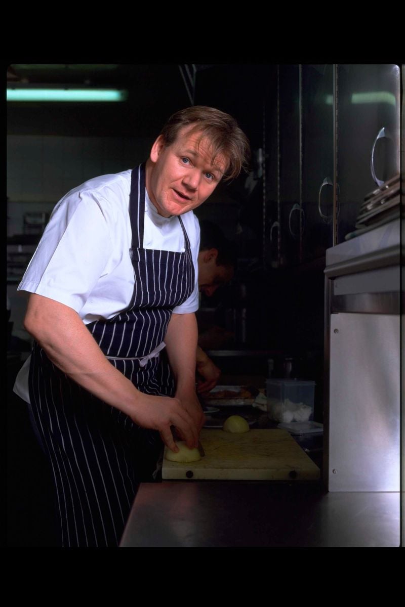 Gordon Ramsay photographed in his kitchen, circa 1999. 