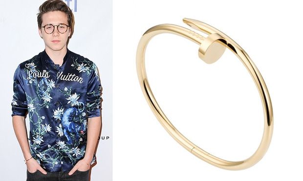 Brooklyn has been spotted on more than one occasion wearing Cartier's Juste un Clou bracelet.<br /><br />
Photo: Getty Images