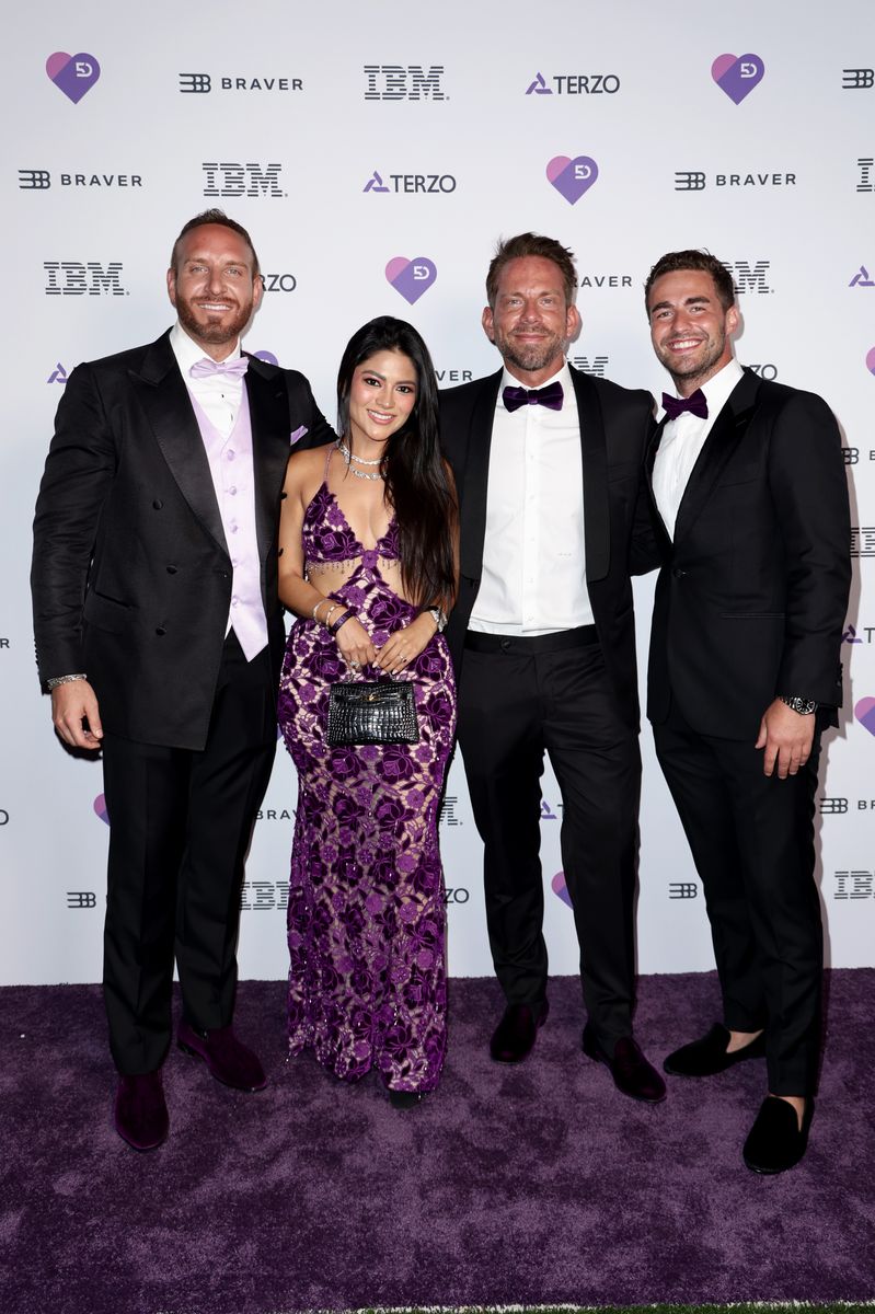 Brandon Card, guests and Jonathan Braver attend the Terzo 5D: AI Leadership & Charity Galaat Sanctuary MiMo on April 26, 2025 in Miami, Florida.