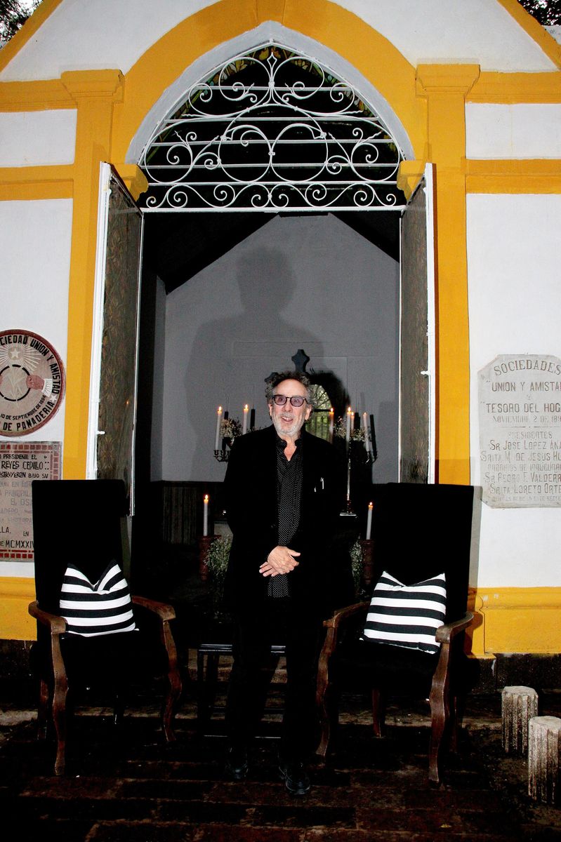 Tim Burton poses during a masterclass ahead the inauguration of the immersive experience 'Laberinto' at Panteon Dolores on June 24, 2025 in Mexico City, Mexico. (Photo by Medios y Media/Getty Images)