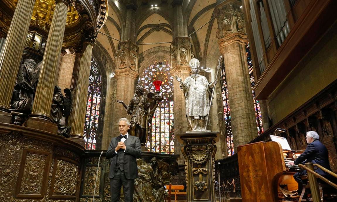 Andrea Bocelli 'Music For Hope' Easter Concert   Duomo Cathedral In Milan