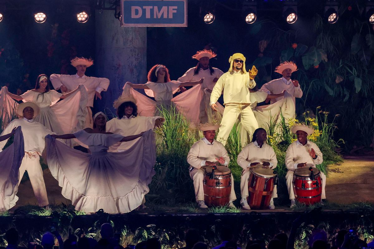 Bad Bunny performs onstage during Night One of Bad Bunny: "No Me Quiero Ir De Aqui" Residencia En El Choli at Coliseo de Puerto Rico JosÃ© Miguel Agrelot on July 11, 2025 in San Juan, Puerto Rico. (Photo by Kevin Mazur/Getty Images)