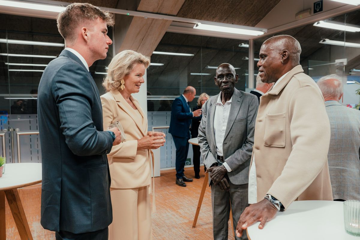 Prince Gabriel joined Queen Mathilde as they met guests during the milestone celebration of the prestigious athletics event.