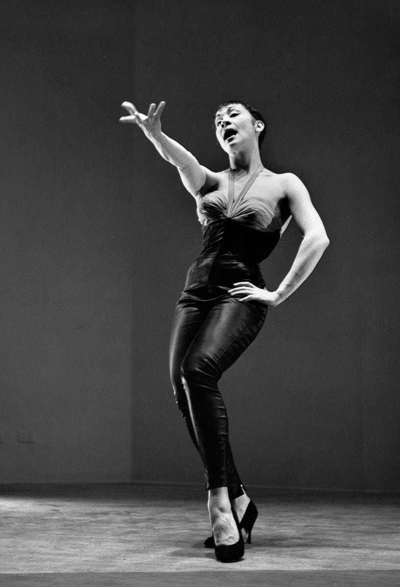 Broadway and film star Chita Rivera demonstrates her dance routines for a show in New York City. 