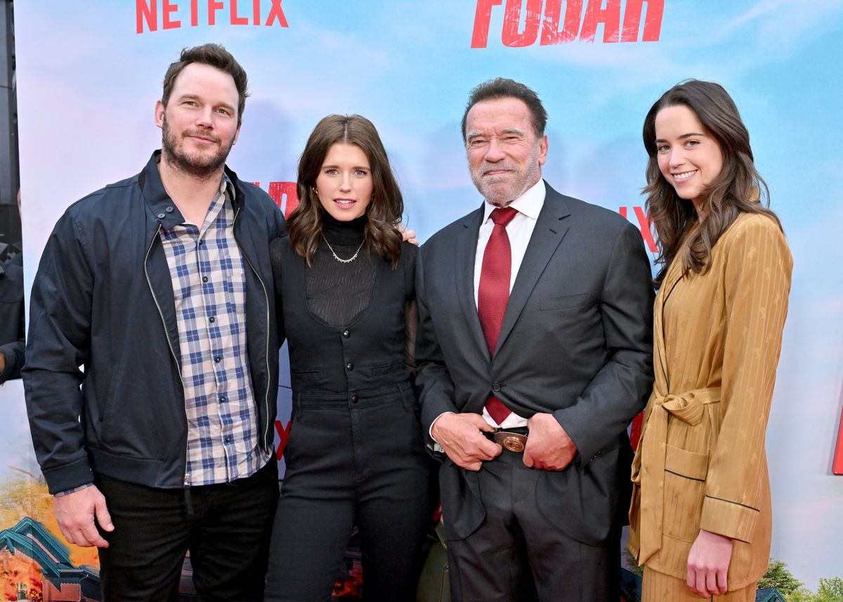 Chris Pratt, Katherine Schwarzenegger, Arnold Schwarzenegger and Christina Schwarzenegger