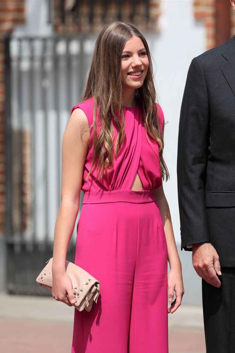 The Infanta Sofia poses on her arrival at the parish of the Assumption of Our Lady, May 25, 2023, in Madrid, Spain. 