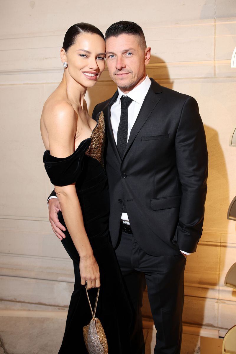 Adriana Lima and Andre Lemmers attend Bvlgari Calla Collection Launch as part of the Paris Fashion Week on September 30, 2024 in Paris, France.