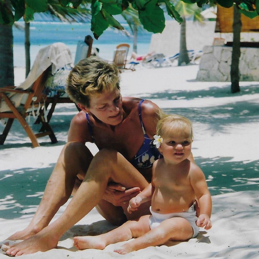Victoria Iglesias as a toddler with grandmother Paula Bakker