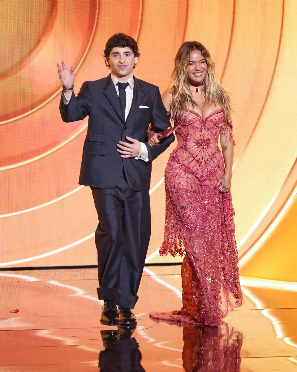 Marcello Hernandez and Karol G at the 68th GRAMMY Awards.