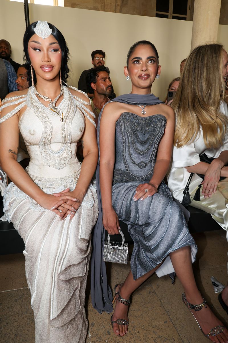 Cardi B and Isha Ambani attend the Rahul Mishra Haute Couture Fall/Winter 2026/2027 show as part of Paris Fashion Week.