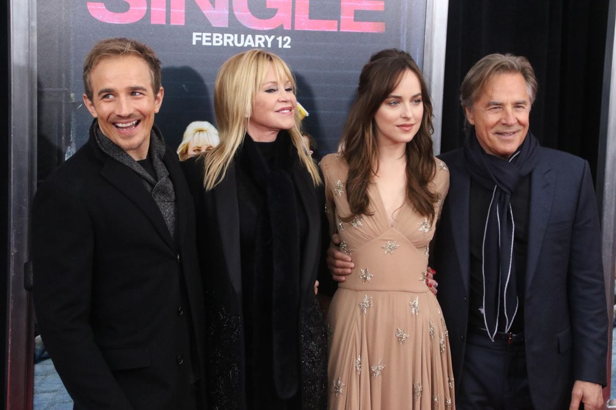 Jessie Johnson, Melanie Griffith, Dakota Johnson, Don Johnson at the world premiere of 'How to Be Single'