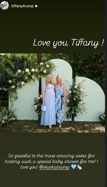 Ivanka shared Tiffany's Instagram story, thanking her for organizing the baby shower