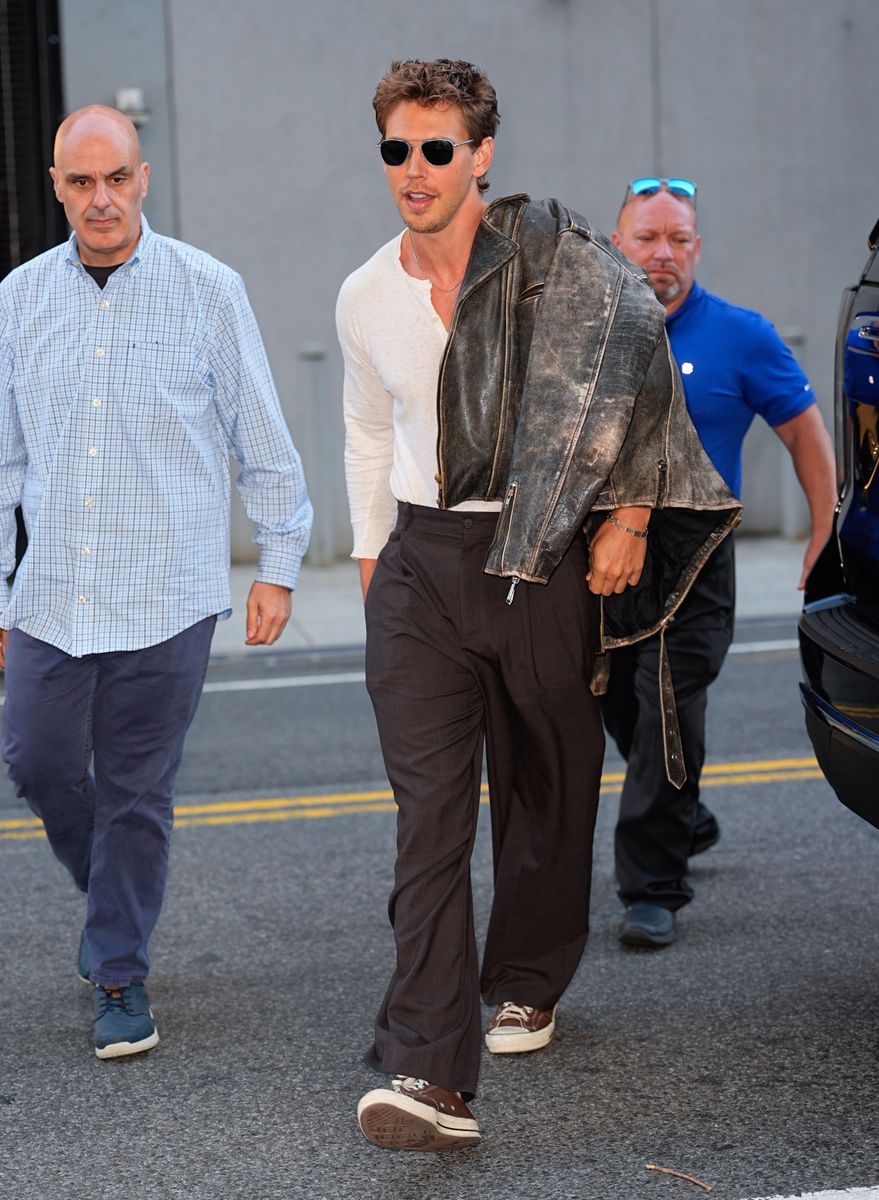 Austin Butler continues to promote his new film with Zoe Kravitz and Bad Bunny 'Caught Stealing'