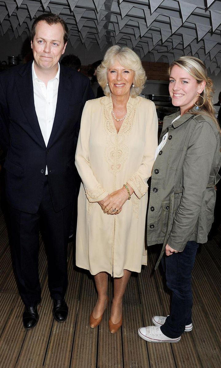 Camilla (pictured with her children Tom Parker Bowles and Laura Lopes) will also have three of her grandchildren as her Pages