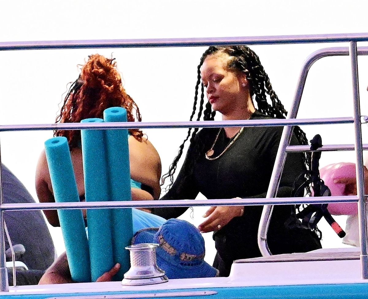 Rihanna was spotted enjoying a luxurious catamaran cruise with her family, including her youngest child, as they sailed along the waters. 