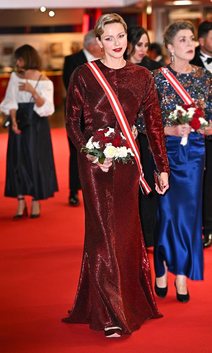 The royal mom of two wore a second scarlet design by DidierAngelo on Nov. 19