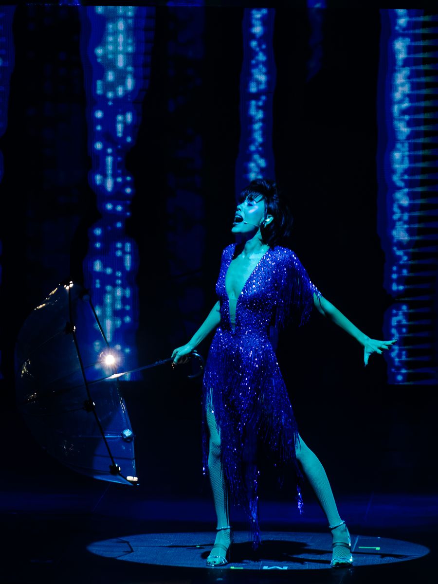 Danna performs during Mentiras All Stars the musical at Auditorio Banamex on October 2, 2026 in Monterrey NL, Mexico