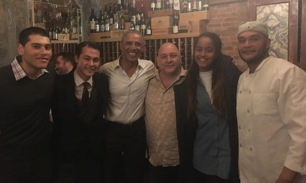 Barack and Malia Obama dined at the popular NYC restaurant Emilio's Ballato. The owner, Emilio Vitolo, proudly shared a picture with them to his Instagram, writing: "Pleasure having our former president Barack Obama at Ballatos!"
Photo: Instagram/@emiliovitolo