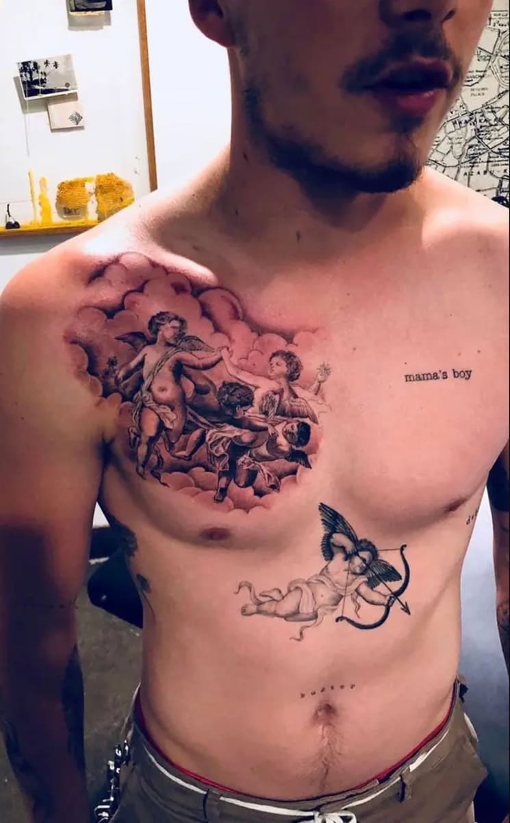 Brooklyn has over 70 tattoos dedicated to his wife and had at least two for his mom